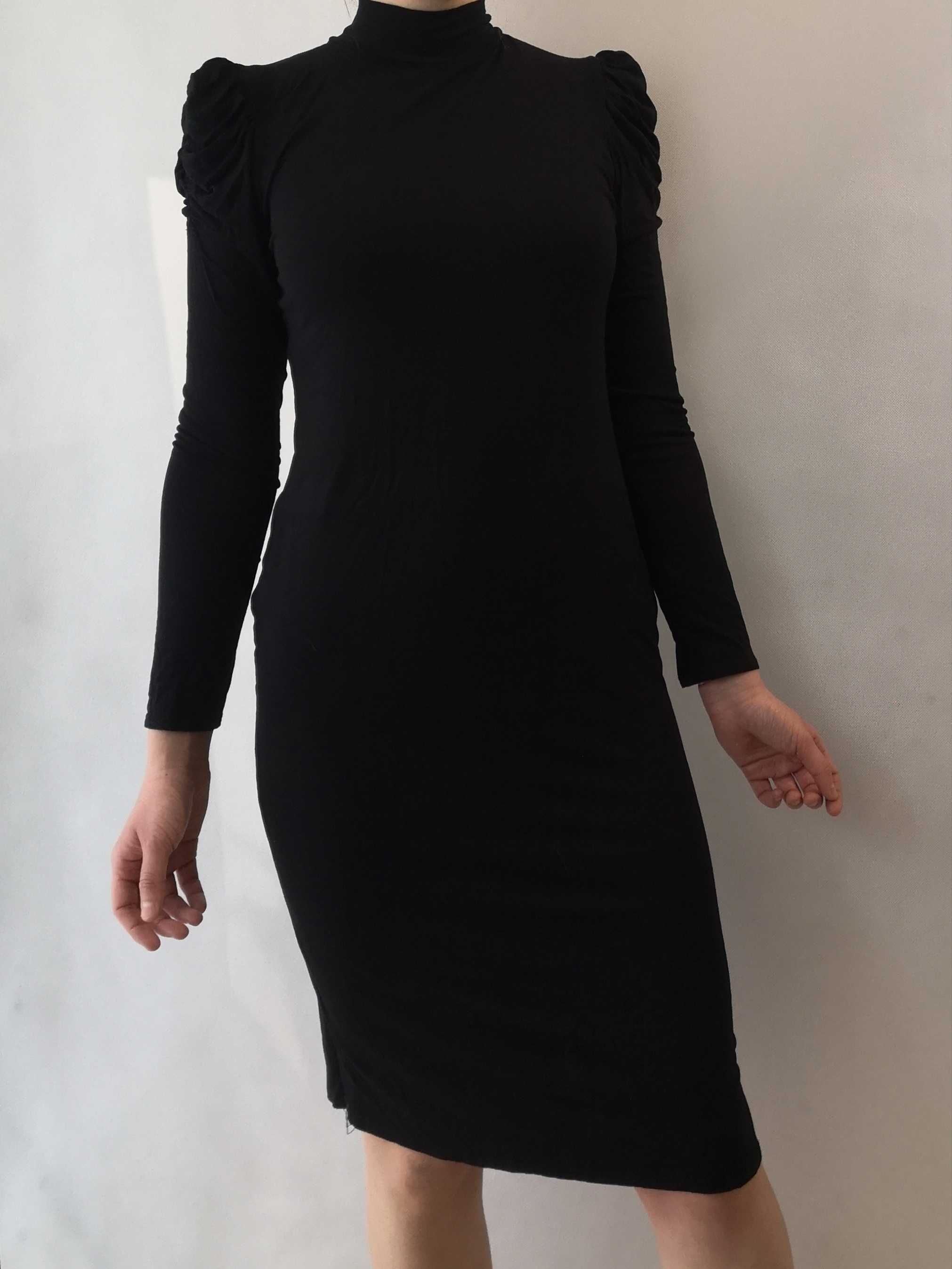 Wiskozowa czarna sukienka midi rozmiar 40