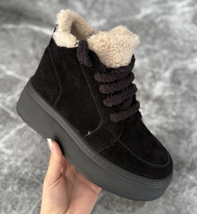 Зимові черевики на платформі, натуральна замша