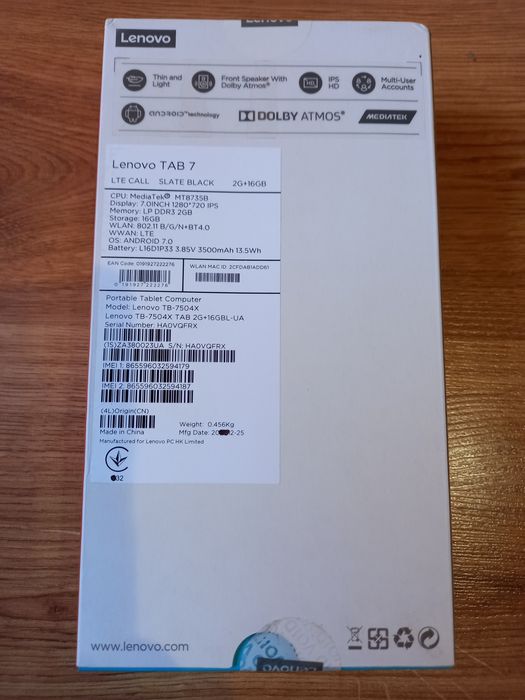 Планшет Lenovo Tab4 7 TB-7504X LTE 2/16GB Black