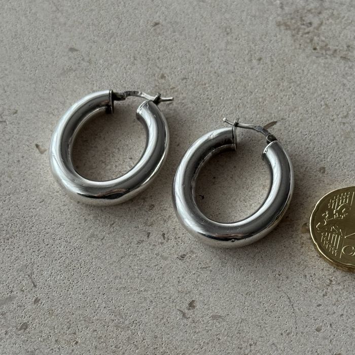 Brincos de argolas em prata portuguesa