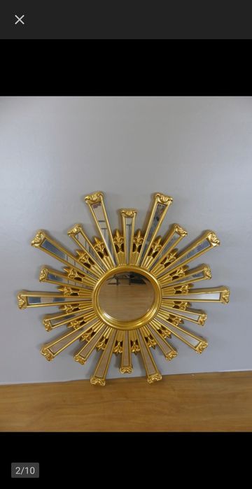 Lustro okrągłe złote vintage