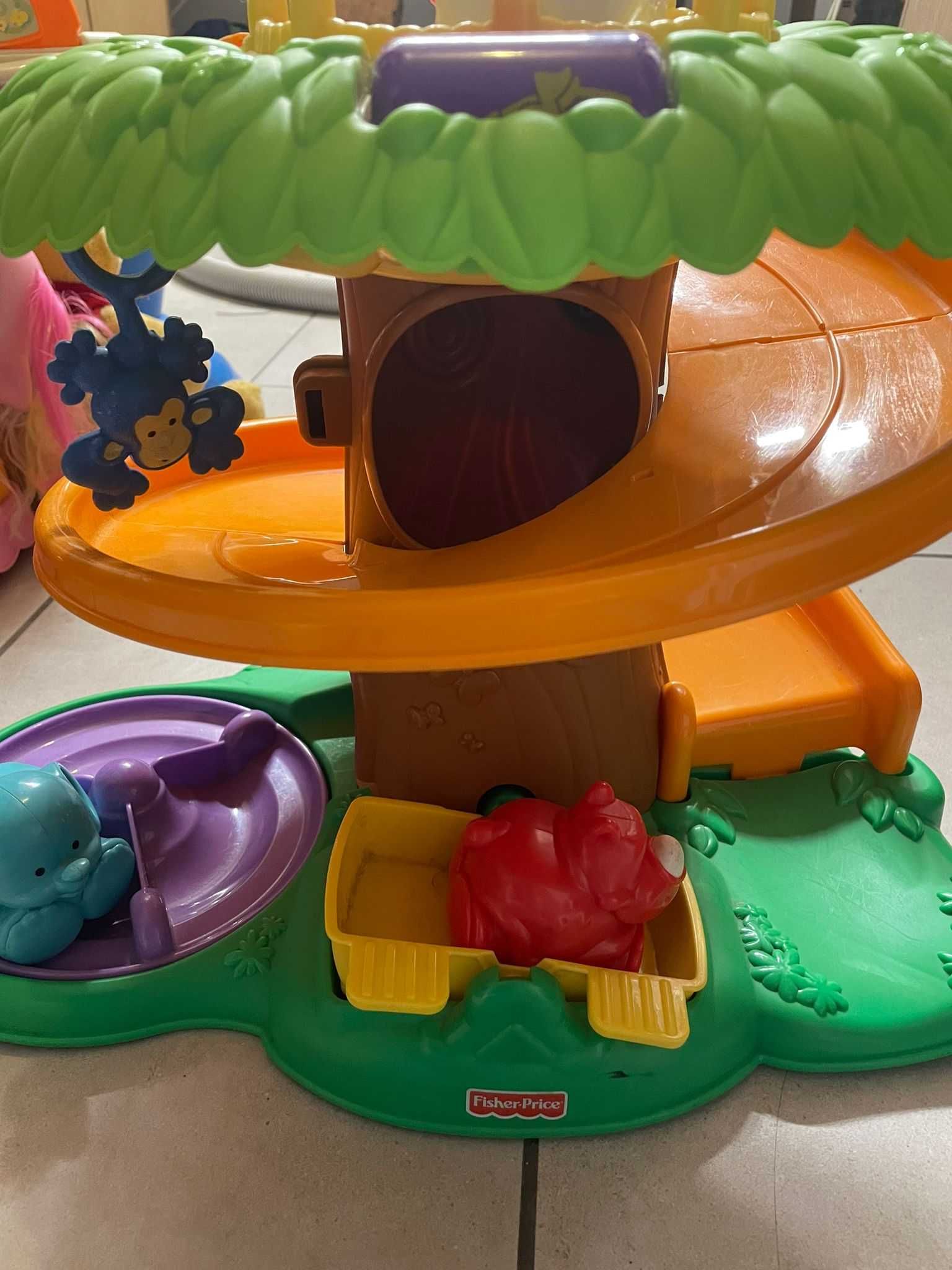 Fisher price zjeżdżalnia,  drzewo dla zwierzat dżungla