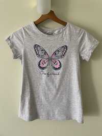 T-shirt szary motyl 158 cm