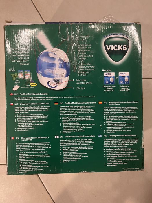 Vicks VH5000 Nawilżacz powietrza, ultracichy, 1.8 l,