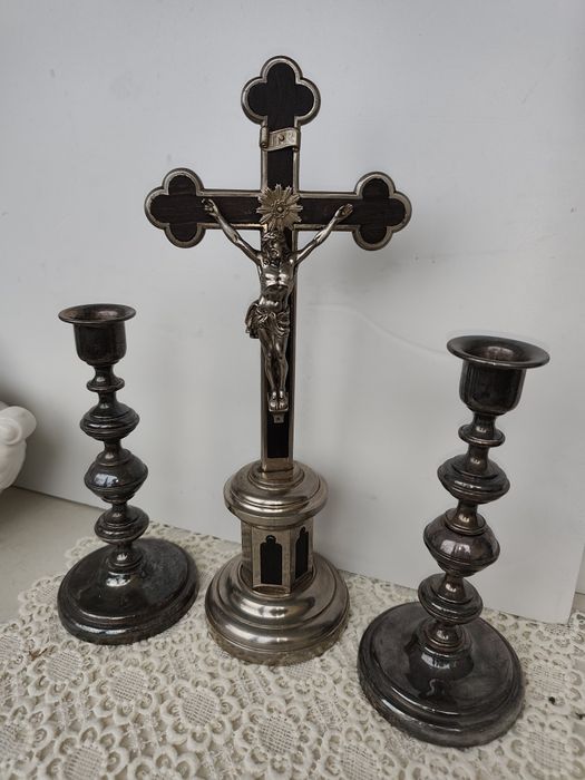 Zestaw kolędowy krzyż i lichtarze