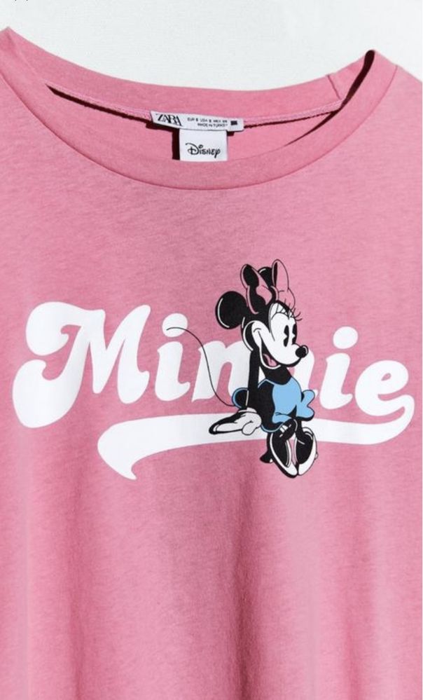 Футболка ZARA Minnie Disney Дисней розовая пудра Зара М 38