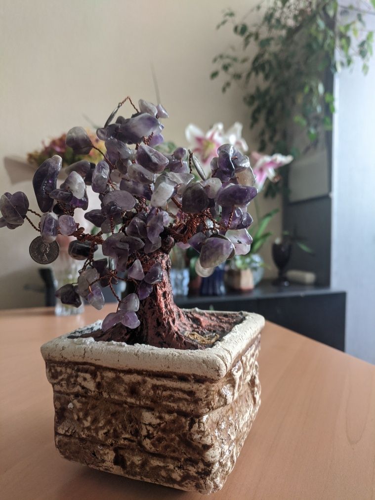 Денежное/Аметистовое дерево с натуральным камнем