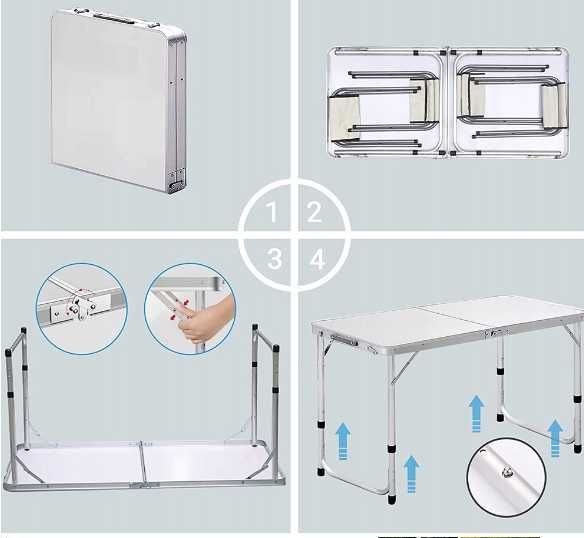 Nowy Uniwersalny Komplet Turystyczny Stolik + 4 Krzesła W Walizce