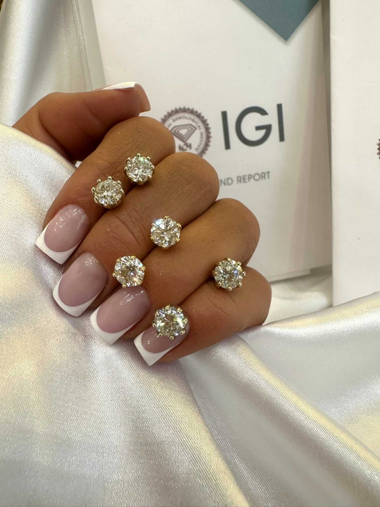 Kolczyki z diamentami 2.00 CT VVS1/H Certyfikat IGI