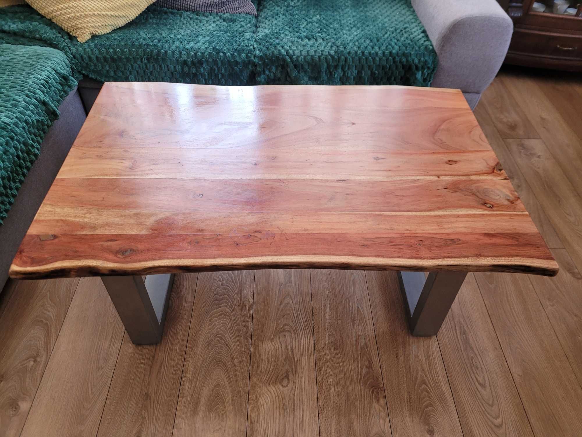 Drewniana Ława Stolik Kawowy Loft Industrialny Lite Drewno