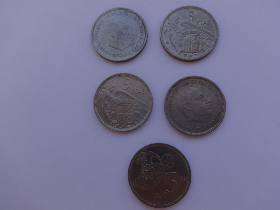 moedas 0,1, 0,5, 1, 5, 10, 25 50 e 100 Pesetas Espanha