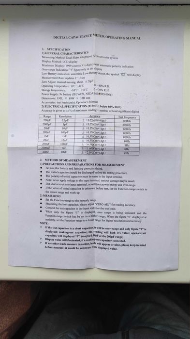 Вимірювач ємності конденсаторів CM 9601 A