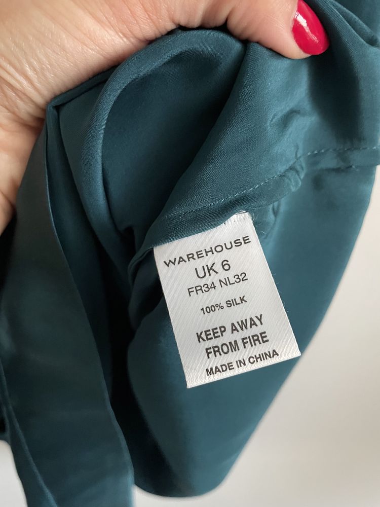 100% jedwab Pure Silk sukienka jedwabna butelkowa zielen Warehouse 34