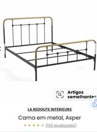 Laredoute cama de casal em metal Asper preto/latão