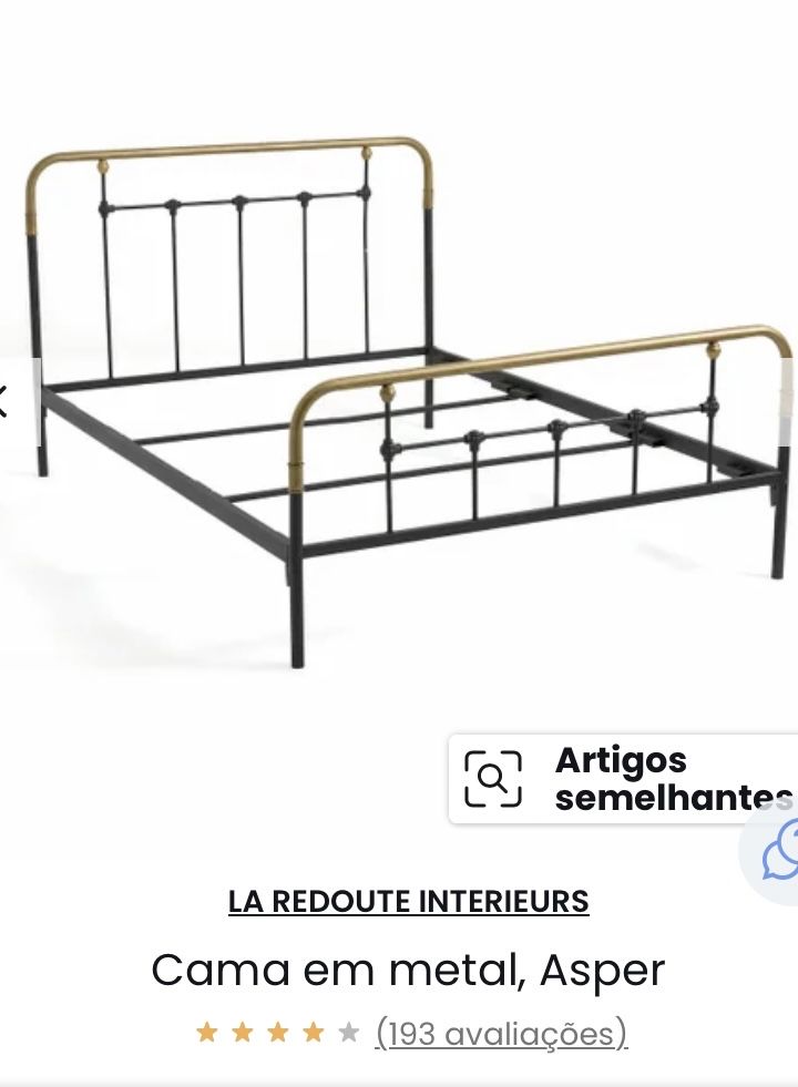 NOVA Laredoute cama de casal em metal Asper preto/latão