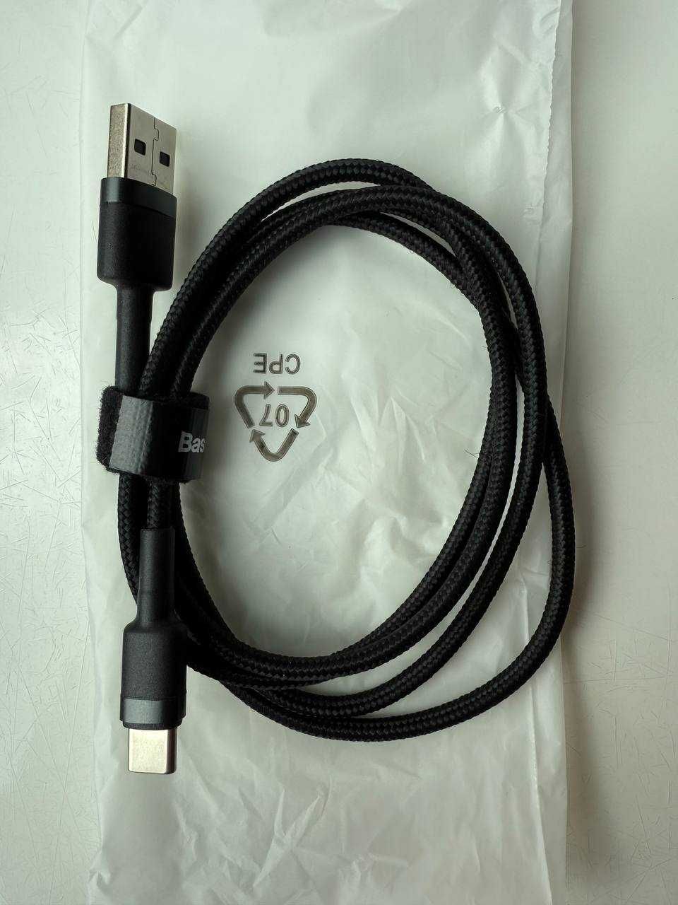 Кабель Baseus Cafule Cable USB for Type-C 3A 1 м Gray/Black CATKLF-BG1