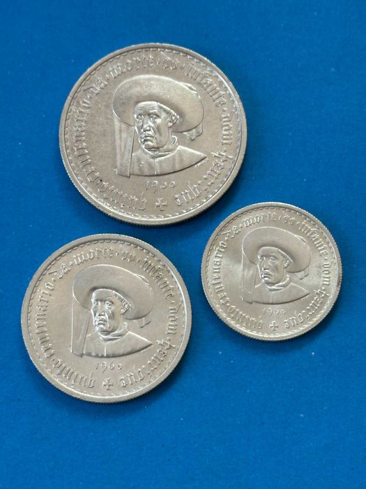 moedas série Henriquina 1960 (20 + 10 + 5 escudos),  prata