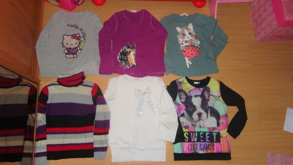 Bluzeczki dla dziewczynki roz. 128 cm zestaw