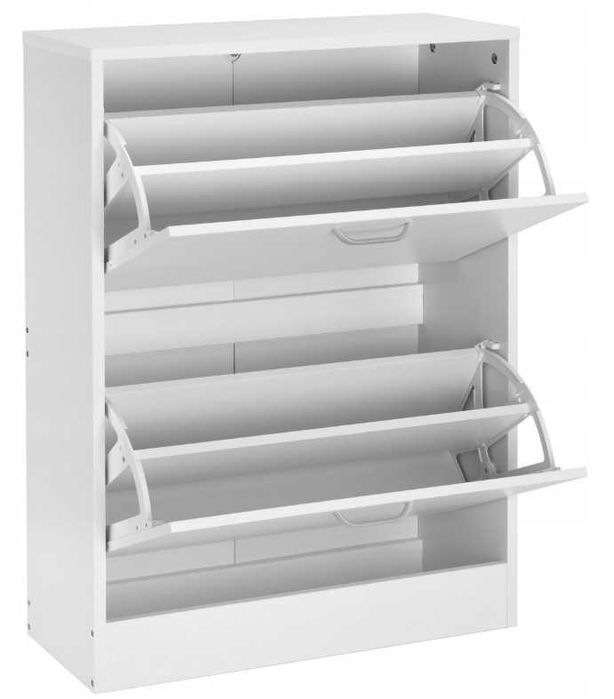Szafka Organizer na Buty Obuwie Wąska Srebrne Uchwyty Biała 82x60cm