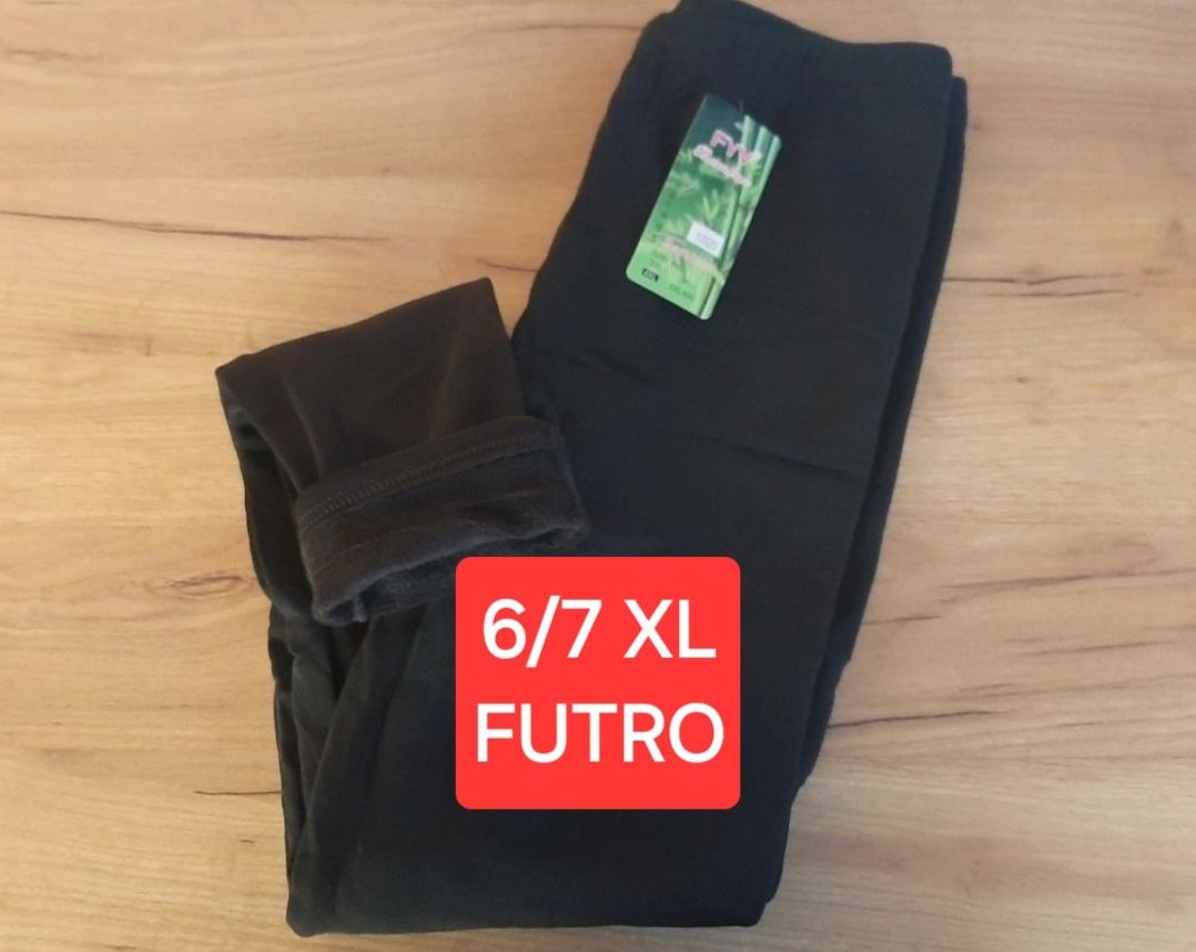 Nowe Leginsy spodnie damskie ciepłe term grubo ocieplane futro 6/7 xl