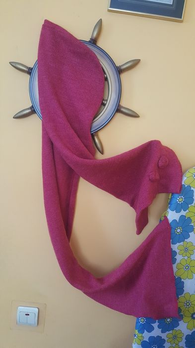 Шарф- капюшон Капор шерстяной вязаный