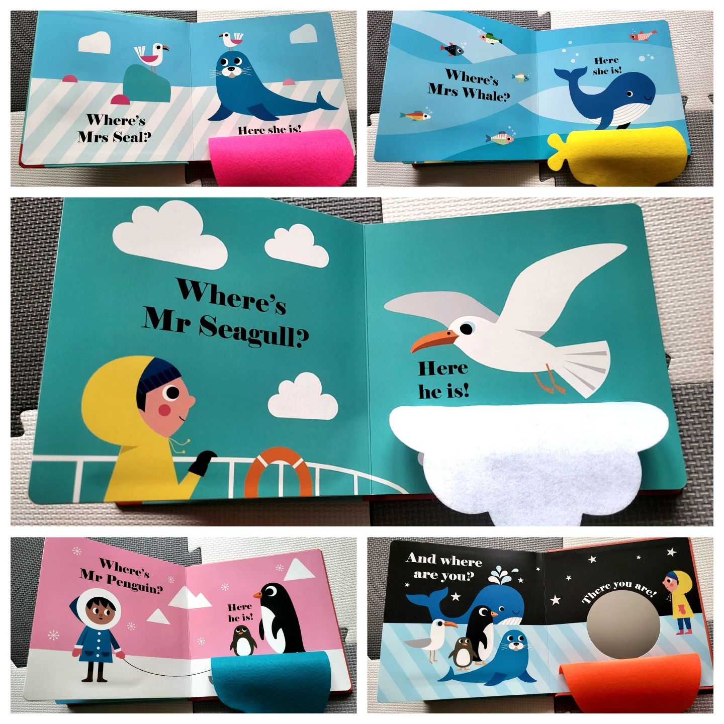 Where's Mr Penguin? książeczka sensoryczna po angielsku felt flaps