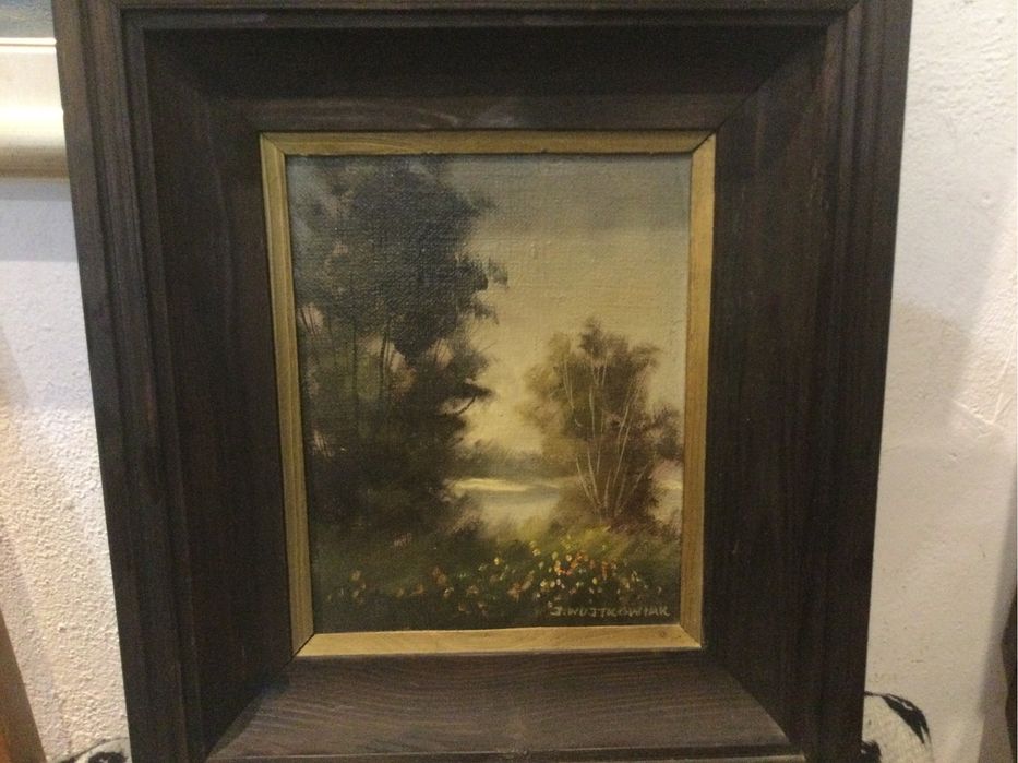 Jarosław Wojtkowiak,pejzaż z rzeką,uroczysko,olej,obraz,oryginał,okaz