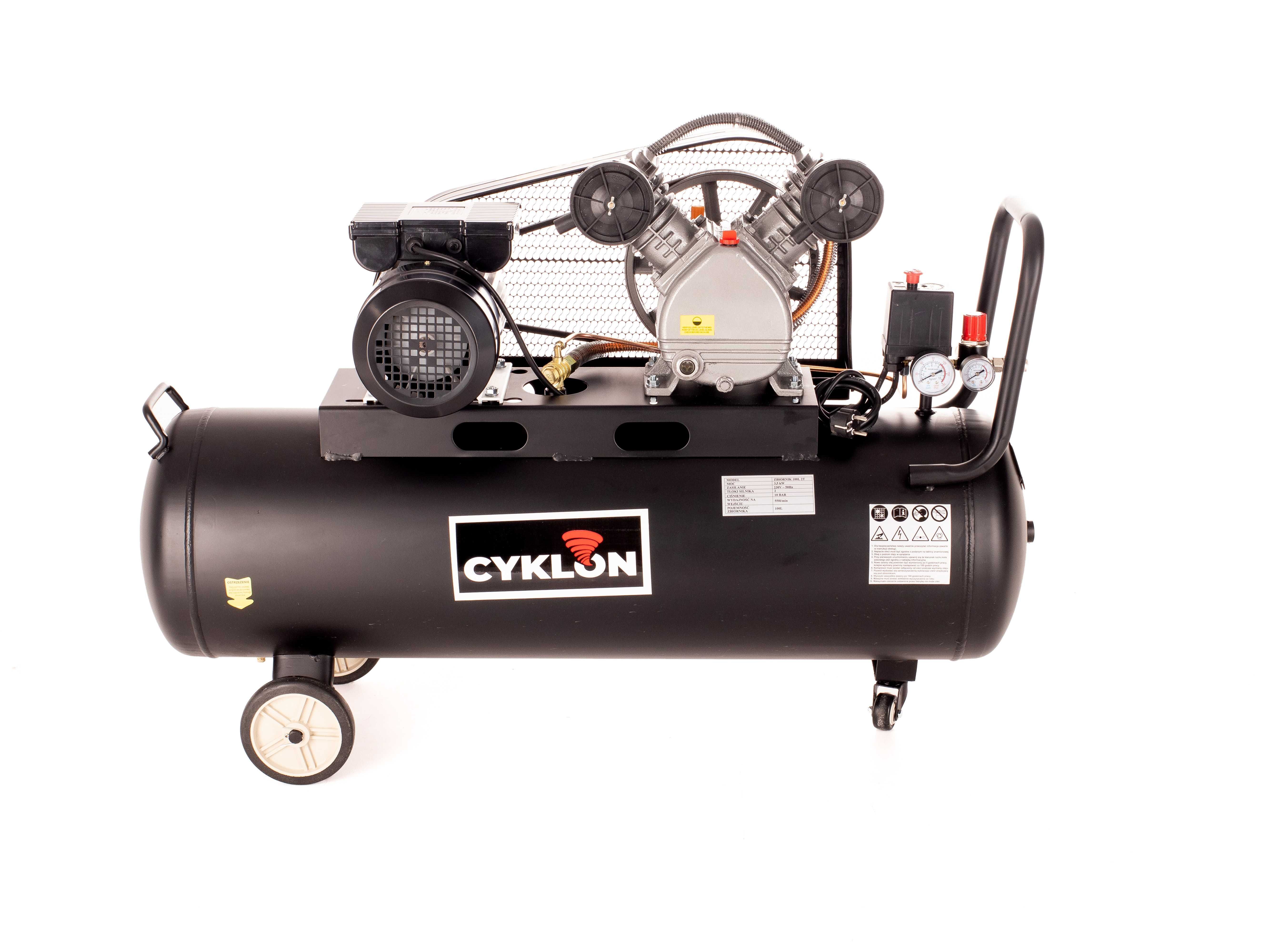 Kompresor sprężarka CYKLON C100V2 100L 2tłoki 10bar 230V +SEPARATOR