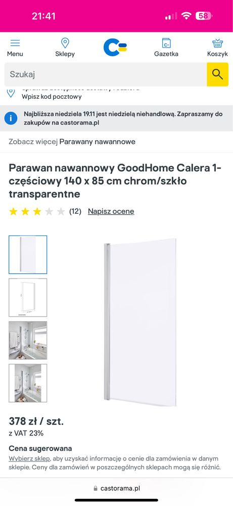 Parawan nawannowy GoodHome Calera 1-częściowy