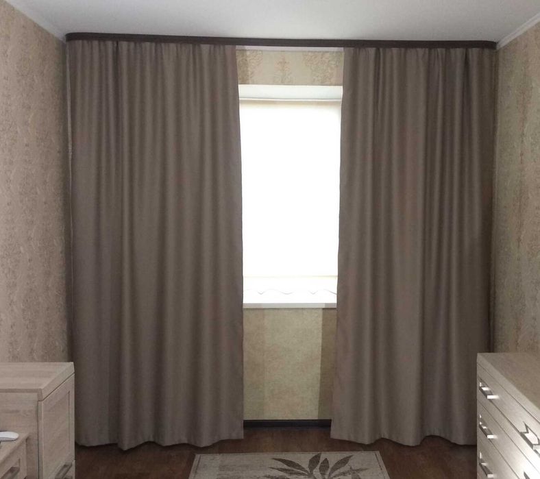 Комплект штор Блекаут Матовий 150х265 см 2 шт Капучіно Шторы