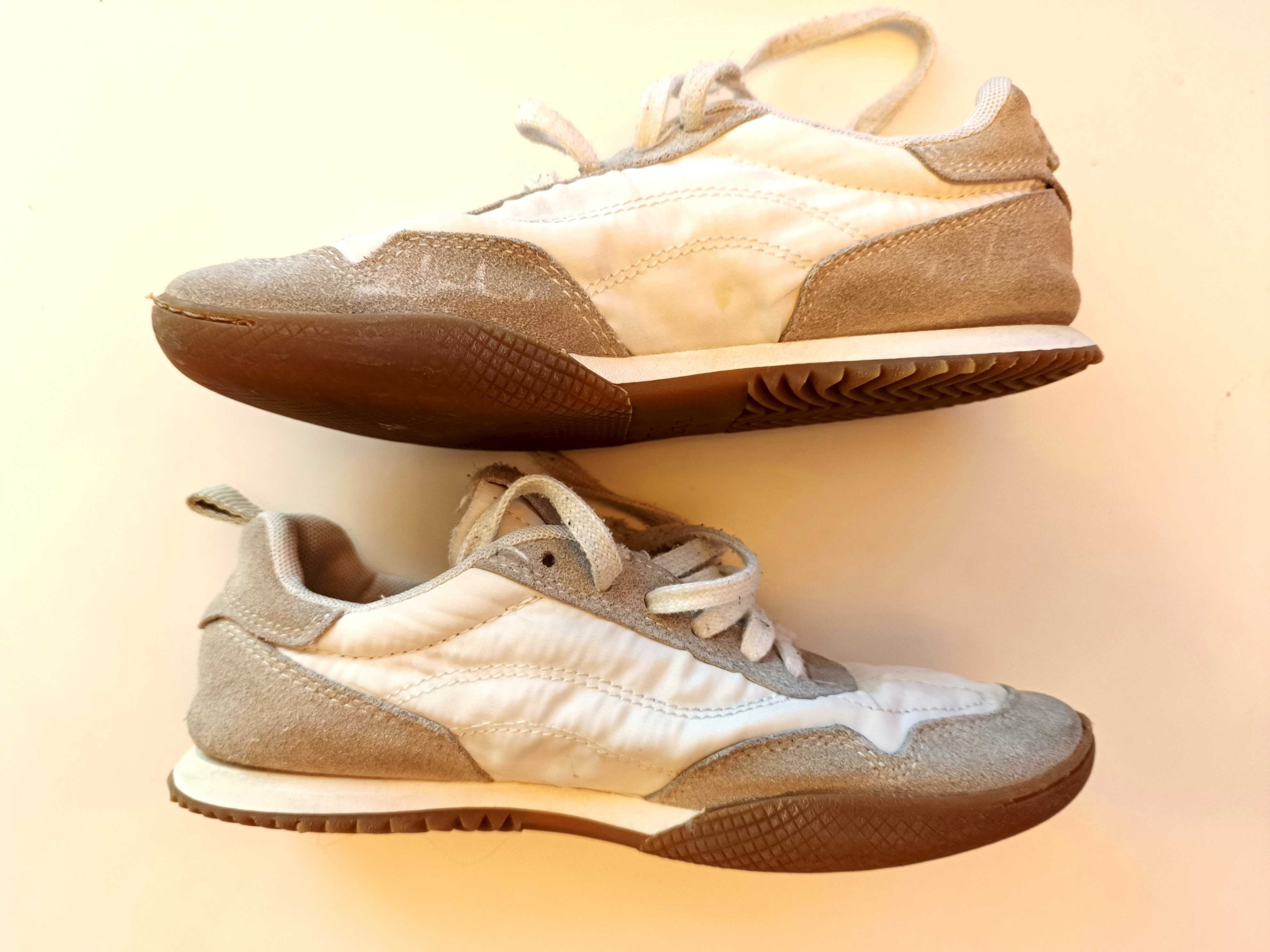 Skórzane buty buciki kapcie szkolne Zara, rozm. 35, wkładka 23 cm
