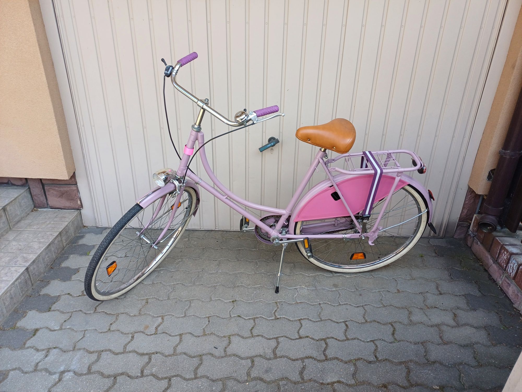 Rower Damka Holenderka Lawendowa Retro Klasyk 28cali 3 biegi w piascie