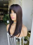 Tamara topper damski czekoladowy brąz z grzywką naturalny efekt 50 cm