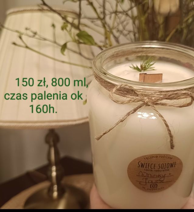 Świeczki sojowe 800ml, czas palenia ok 160h