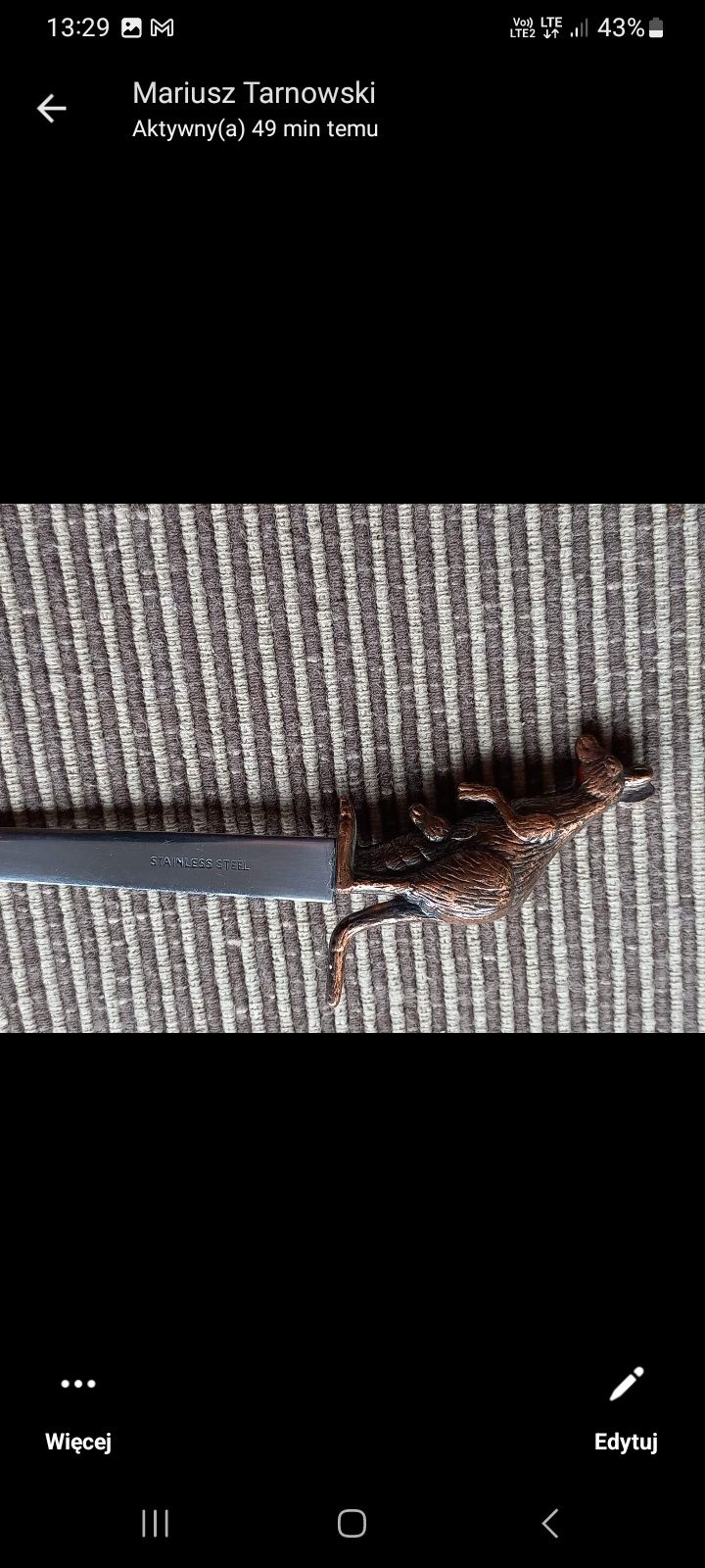 Nożyk ozdobny do papieru z figurą kangura-Australia