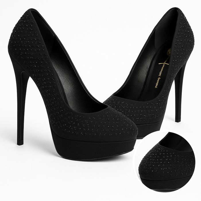 Czarne szpilki na platformie