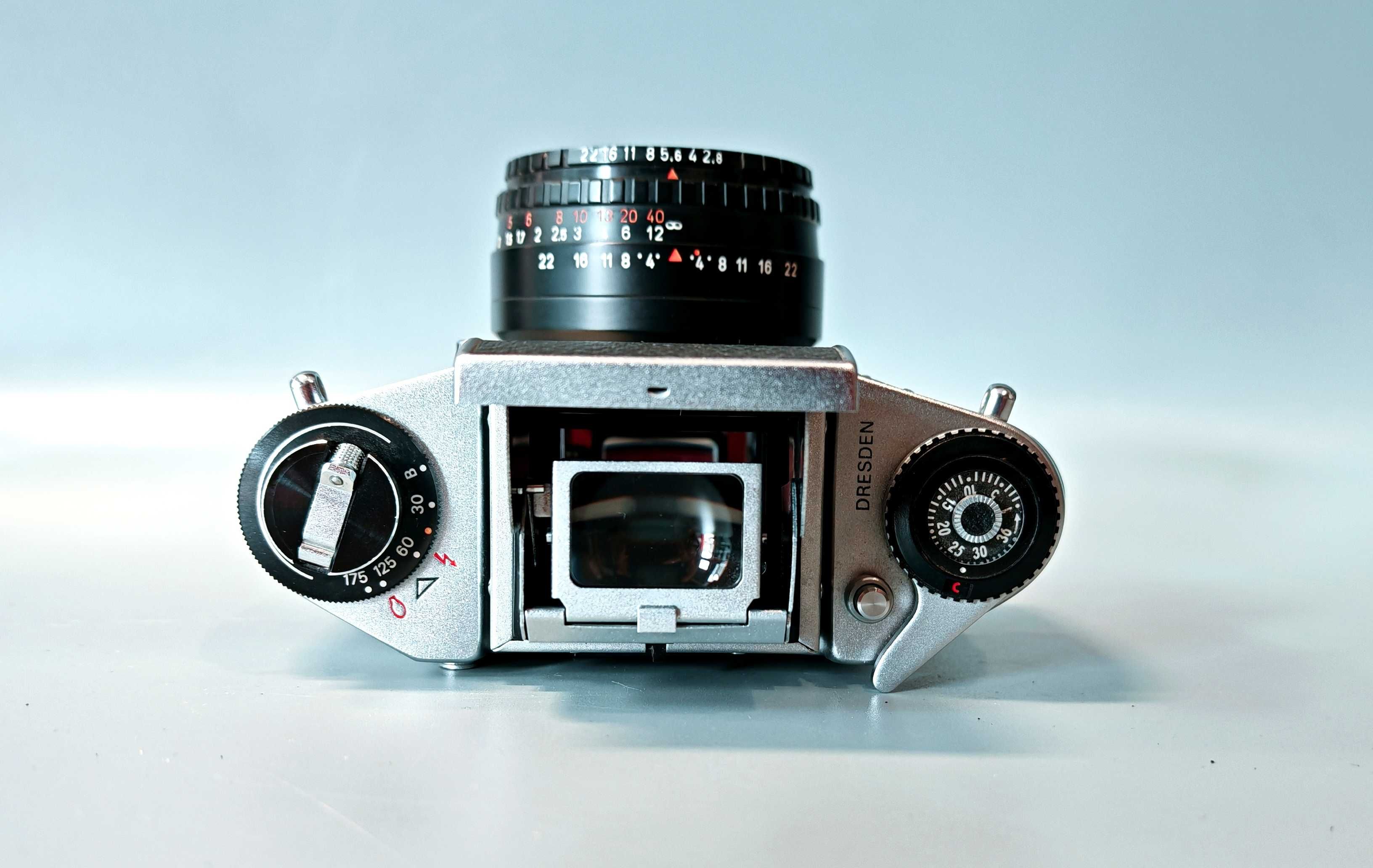Aparat EXA 1B + Obiektyw Meyer Domiplan 50mm Automatic Unikat Futerał
