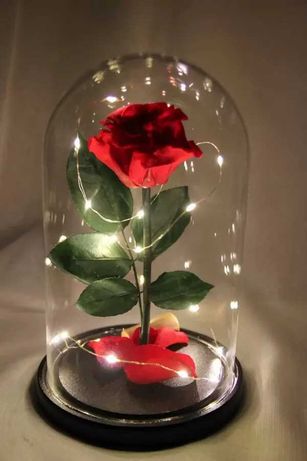 Роза в колбе с LED Маленькая, большая Розовая, красная