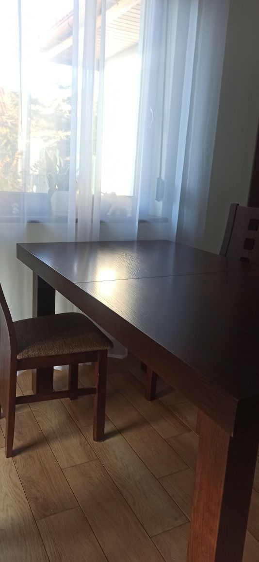 Stół solidny ciężki drewniany+ 6 krzeseł