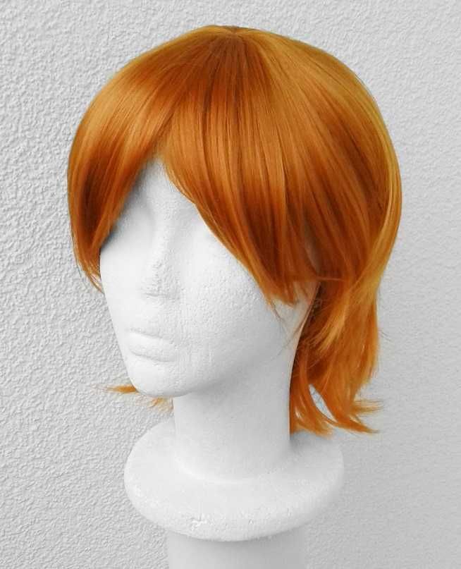 Krótka ruda pomarańczowa peruka z grzywką męski męska cosplay wig