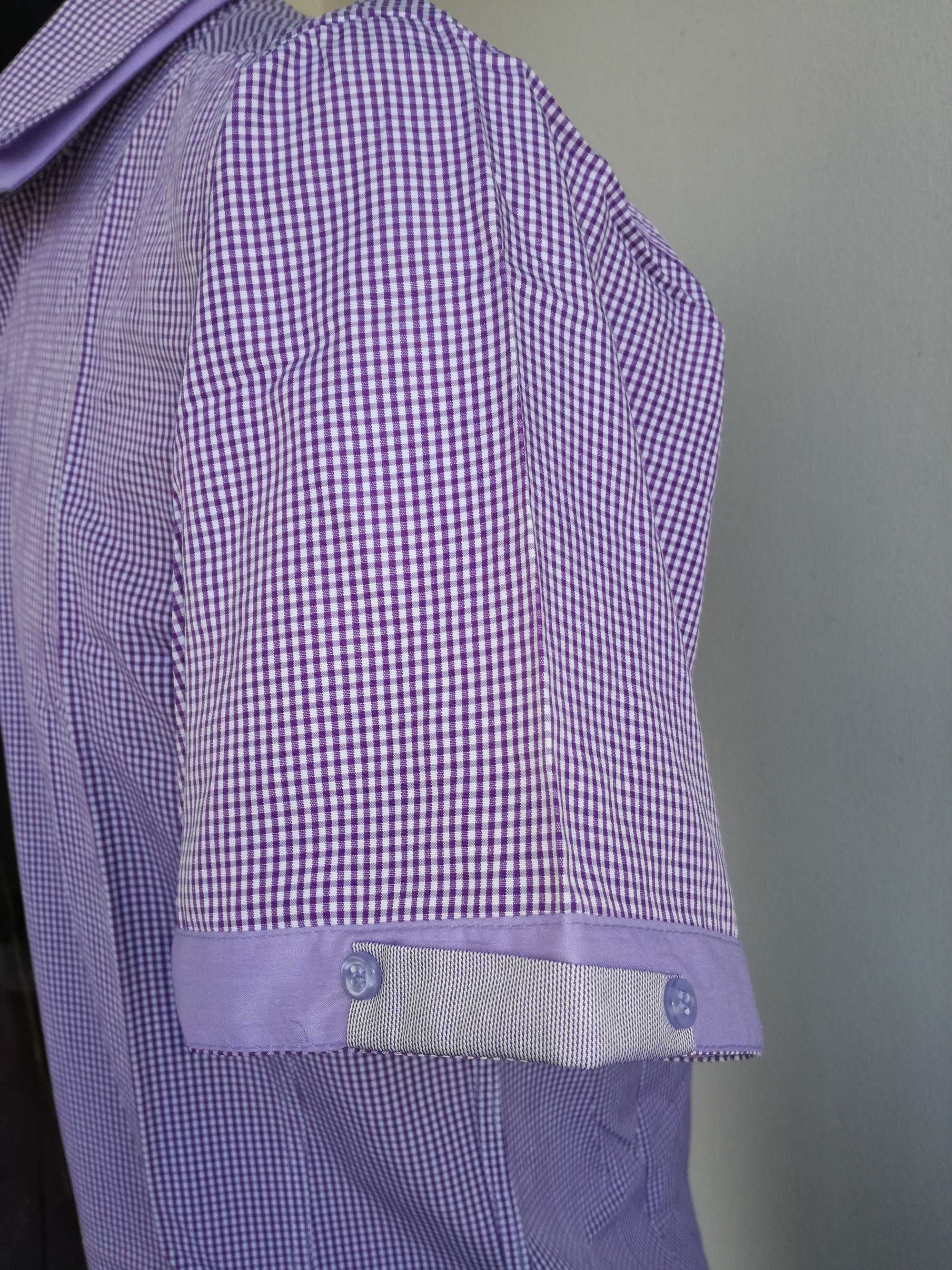 Koszula męska nowa 39-40 rozmiar kolor fiolet w kratkę