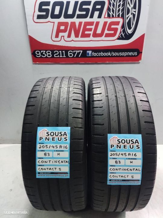 2 pneus semi novos 205-45r16 continental - oferta dos portes 85 EUROS