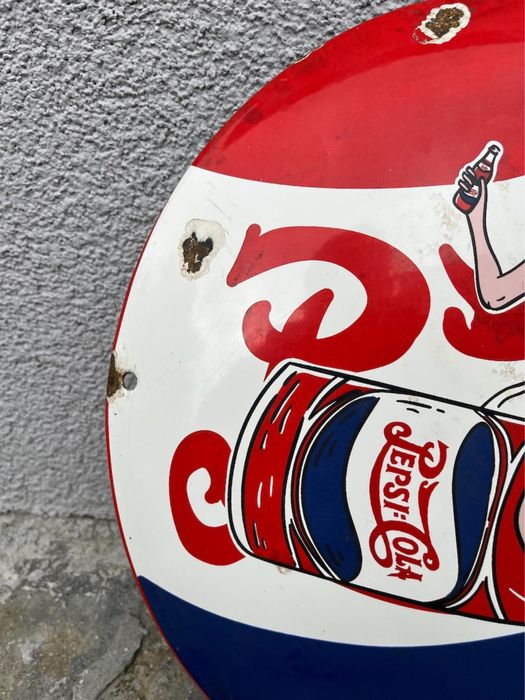 Vintage szyld emaliowany Pepsi Cola emalia tablica reklama USA