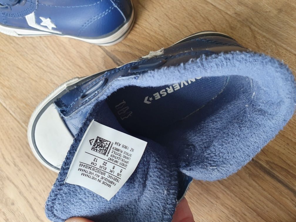Buty trampki granatowe Converse 22 wkładka 14cm ocieplina