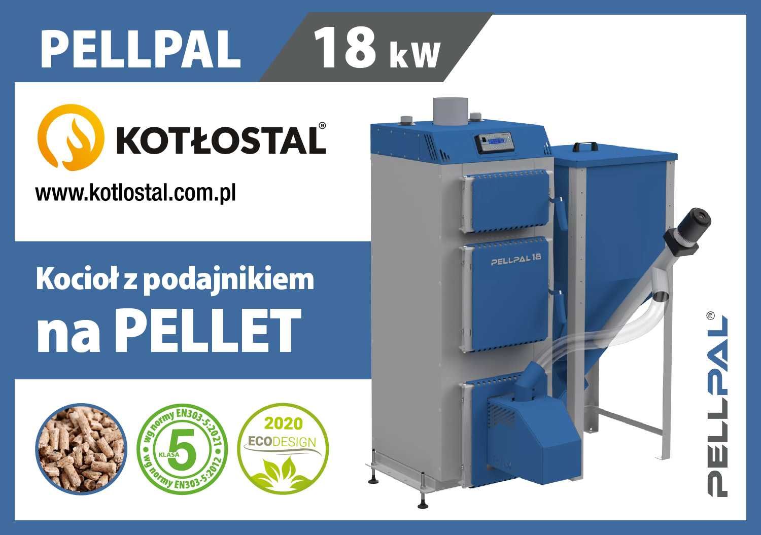 Kocioł PELLPAL na pellet o mocy 18 kW - 5 Klasa EcoDesign