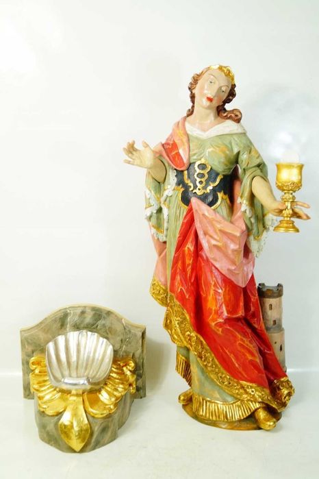 Święta Barbara ogromna figura polichromia 117 cm