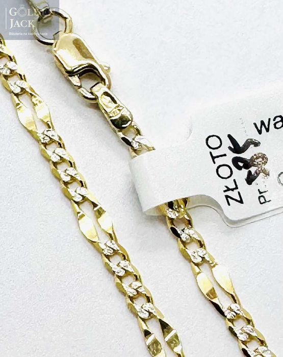 Złoty łańcuszek splot Figaro złoto pr. 585 długość 50 cm waga 4,58 g