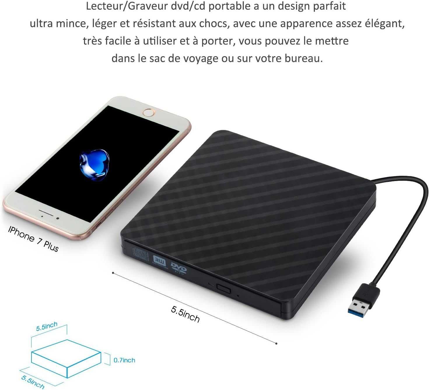 Napęd DVD Ultra thin external combo z DVD zewnętrzna CB31005 czarny