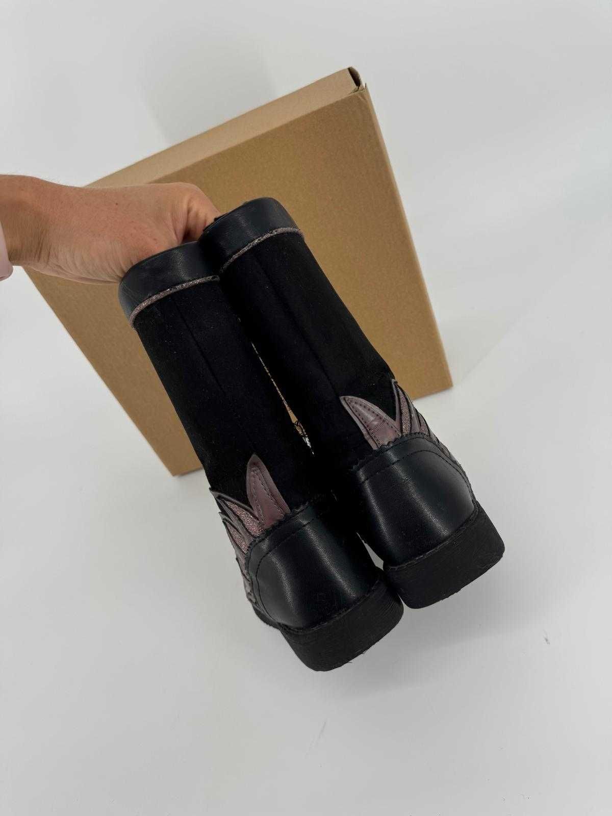 Friboo dziewczęce botki kozaki buty wysokie czarne eleganckie 27