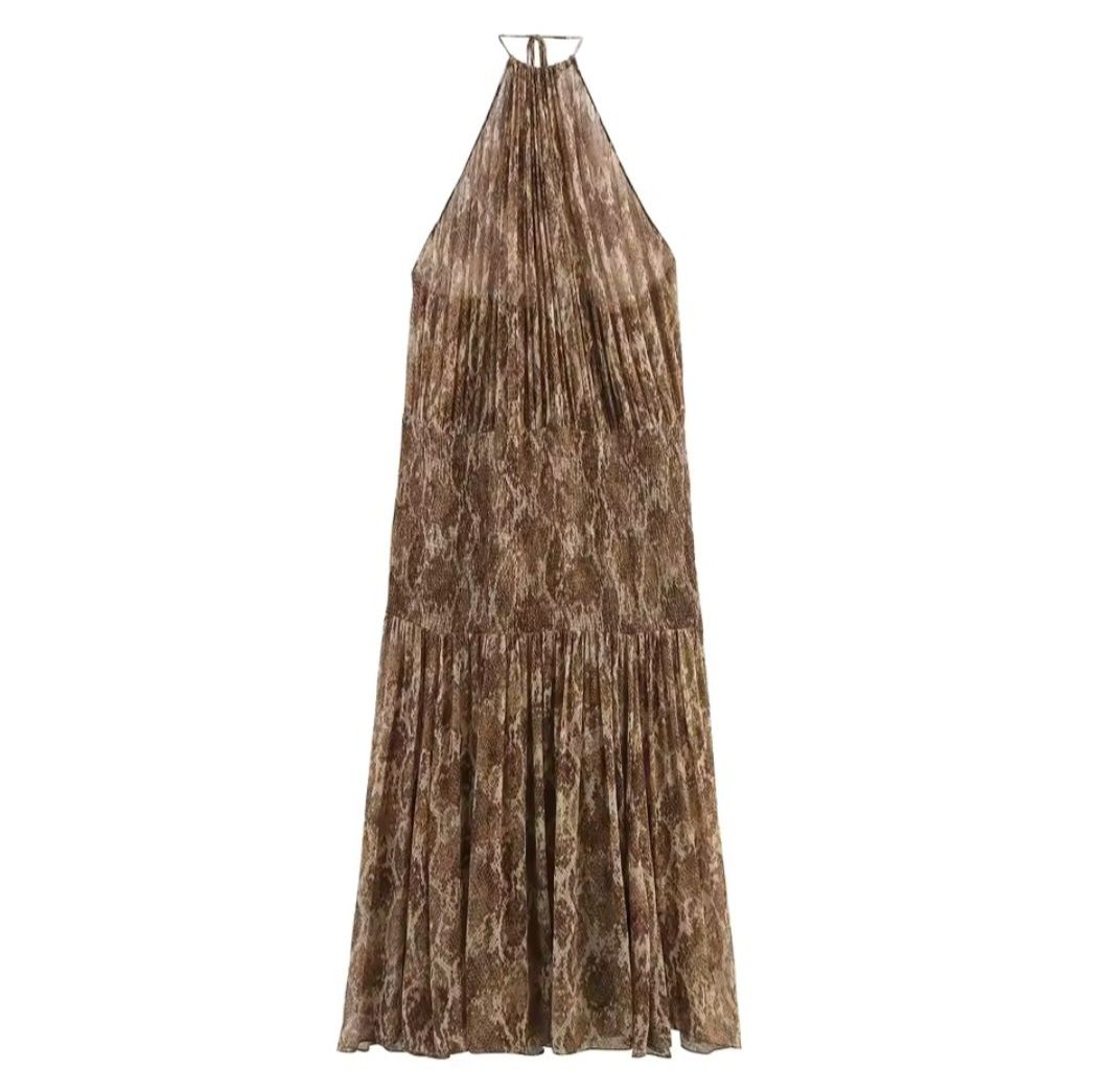 Vestido viral zara halter estampado